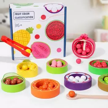 Cognitive Matching Wooden Toys With Fruit Classification Kids Education Early