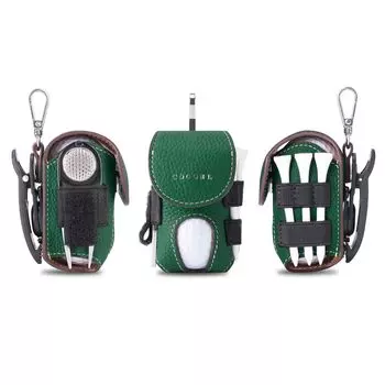 COGURE Golf Ball Genuine for Men and Holds 2 Tee Green Glove Rotating Gift Box Right Hip Green CopGBC-R Case, Leather, Women, Balls, Storage, Fork,