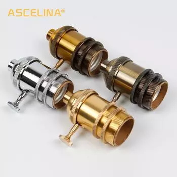 Цоколь лампы E27 Промышленный патрон для лампы с винтовым цоколем, алюминиевый ретро-подвесной светильник, держатели для ламп Lustre, приспособление для самостоятельного изготовления 2 Pcs