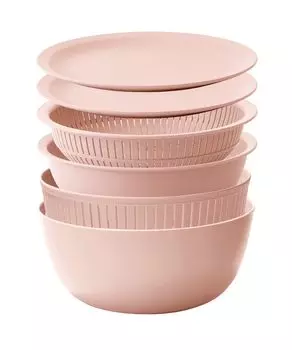 Colander Microwave Colander Can also be used for rice Colander and Made in Bowl Like-it (like-it) Bowl, Safe, & Bowl, scrubbing, Bowl, Pink, 6-piece розовый
