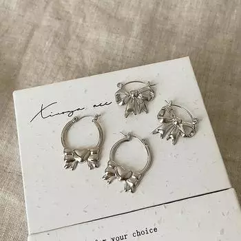 Cold And Smooth Metal Love Bow Earrings, Women S Simple And Advanced Sense Of Personality, Versatile Earrings, Earrings.