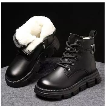 Утепленные плюшевые зимние сапоги Martin, женские зимние плюшевые утолщенные ботинки из хлопка, утепленные ботинки из овечьей шерсти и хлопка 35