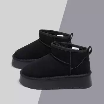 Cold-proof snow boots women s 2024 winter velvet new thickened warm casual cotton shoes thick-soled short cotton boots 35 малиновый