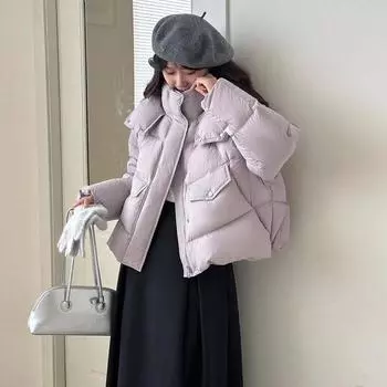 Cold-resistant white duck down jacket women s short 2024 new thickened puff feeling high luxury fashion bread jacket tide S