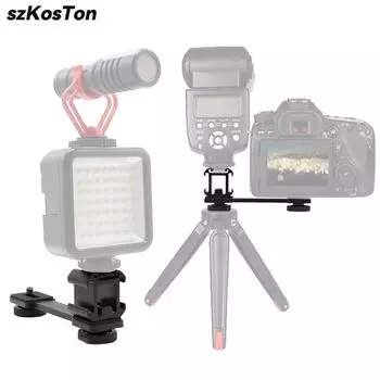 Cold Shoe Mount Bracket Extension Bar Triple 1/4 Inch & 3/8 Inch Thread for Gimbal Stabilizer Tripod Camera Flash Light