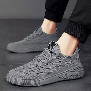 Cold sticky flying woven men s casual shoes directly from the manufacturer breathable lightweight sports shoes 2025 new low-top mesh men s shoes 39 чёрный