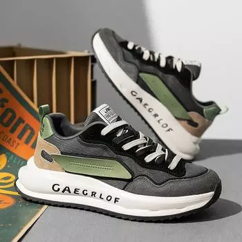 Cold sticky men s shoes spring new microfiber leather surface fashion Forrest Gump shoes thick sole height increase low top two-color lace-up sport 39