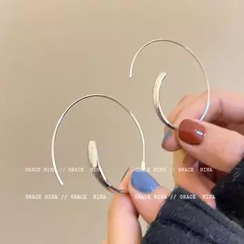 Cold Style Metal Women s Stylish Minimalist Temperament Simple Bracelet Silver Pigment Hoop Earrings