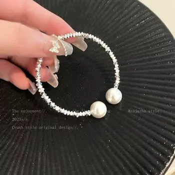 Cold Style Small Pieces of Silver Girls Delicate Pearl Bracelet Broken silver Bracelet