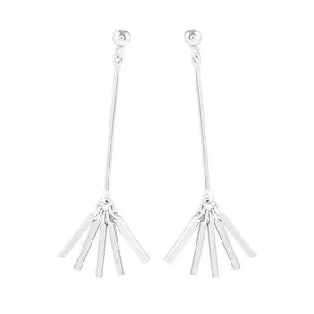 Cold Wind Bouncing Earrings Female Simple Geometric Fan Niche Design Temperament Long Fringed Earrings