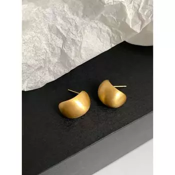 Cold Wind Matte Brushed Texture Bean Silver Needle Gold
