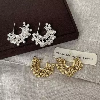 Серьги-гвоздики с бахромой из металлического шара Cold Wind, женские, уникальные, модные, элегантные, универсальные серьги