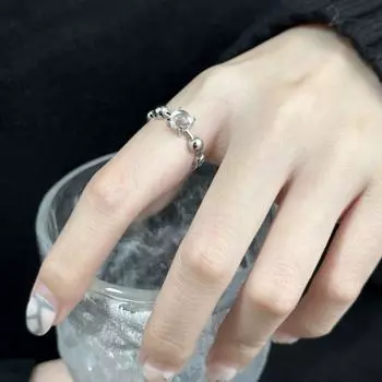 Cold Wind Opening Fancy Hand Jewelry Micro Glass Bead Single glass bead ring ~ adjustable