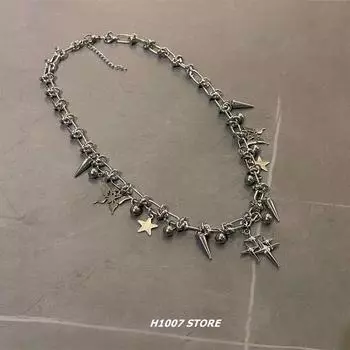 Cold Wind Silver Butterfly Female Clavicle Chain Titanium Steel Beaded Silver Butterfly Beaded Necklace