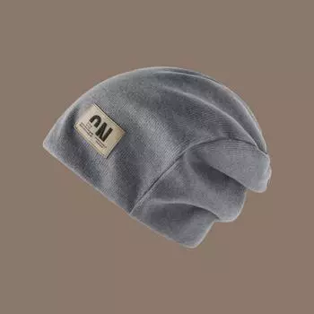 Coldproof Fleece Knit Beanies Thickened Warm Cap Soft Letter Pullover Hats Streetwear