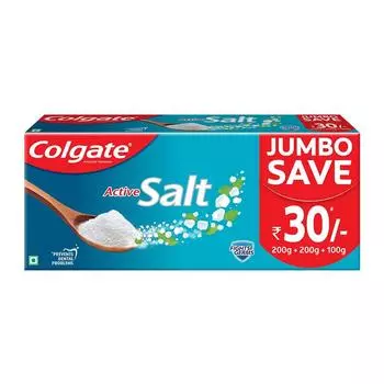 Colgate Active Salt Toothpaste, Зубная паста для борьбы с микробами для здоровья десен и зубов, 500 г (200 г х 2 и 100 г х 1)