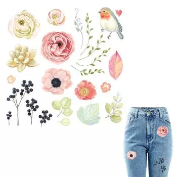 Аксессуары на одежду. Цветочный принт на футболку, платье и др