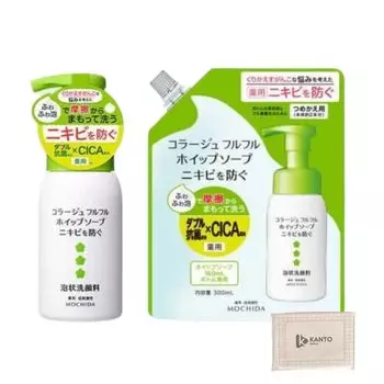 Collage Furufuru Green Whipped Soap Пенящееся очищающее средство для лица от прыщей, основной блок, сменный блок 300 мл [160 мл + набор]