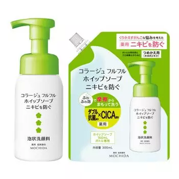 Collage Furufuru Green Whipped Soap Пенящееся очищающее средство для лица от прыщей [Основной + Сменный блок]