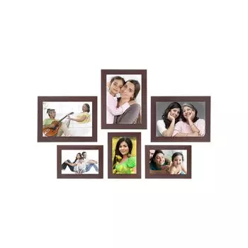 Collage Photo Frames, Set of 6,Wall Hanging (3 pcs - 4x6 inch, 3 pcs - 5x7 inch),Brown
