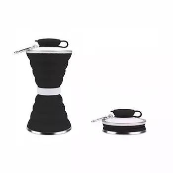 Складные силиконовые кружки для путешествий и кемпинга, складные кружки для воды с крышками, подвесная пряжка, кружка для питья для походов на открытом воздухе 500 мл 401-500ml