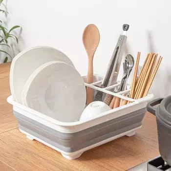 Collapsible Dinnerware Drainer Organizer Plastic Draining Dish Rack Kitchen Sink Organizer Basket Dish Rack Kitchen Storage Tray