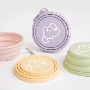 Collapsible Dog Bowl Silicone Feeder Dish Bowl Multipurpose Pet Supplies Dog розовый