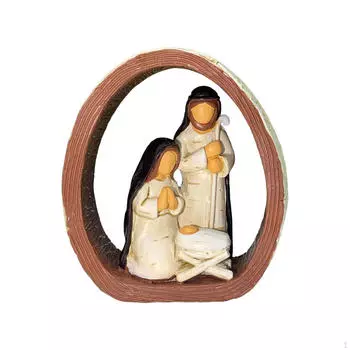 Collectible Tabletop Hanging Holy Family Figurine Resin Statue for Birthday Gift or Dorm Brown