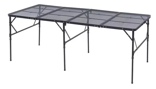 Collection Tough Light Table Heat and Water Resistant Foldable Large Wide Size Height Adjustment Black [Campers Yamazen] (Bonfire Barbecue) (3 Levels)