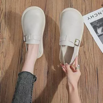 College retro loafers 2025 spring and summer new British style women s shoes casual flat lazy two wear single shoes women 35 белый