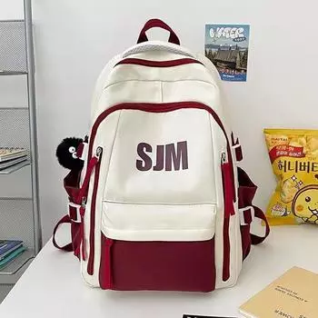 College student schoolbag Retro high school student backpack Large capacity unisex travel bag High aesthetic computer dual backpack синий