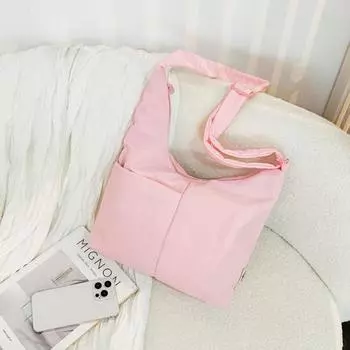 College students in class versatile casual shoulder bag women s spring new large-capacity messenger tote bag розовый