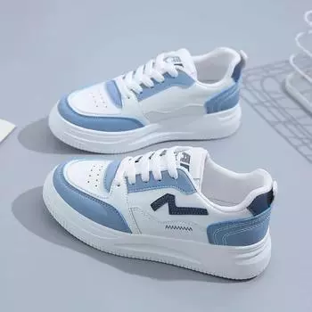 College style candy color board shoes women s new round head lace-up white shoes student contrasting sports shoes 35