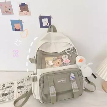 College Style Canvas Schoolbag Harajuku School Bag Simple Large Capacity Backpack Girl