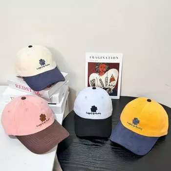 College style clover embroidered letters versatile casual sweet baseball cap soft top showing face ducktongue female spring and summer models M56-58cm