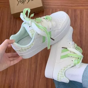 College style color matching platform white shoes women s autumn new leather running shoes student lace-up board shoes 35