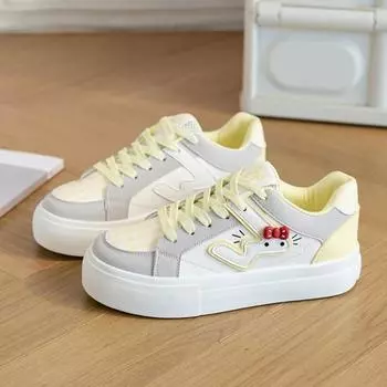 College style cute plaid white shoes dopamine color fashion women s shoes INS tide board shoes 36