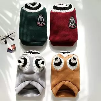 College Style Dog Sweater V-Neck Dog Knitted Vest Puppy Coat Winter Pet Warm Clothes Apperals for Small Medium Large Dogs Cats XS серый