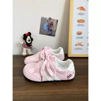 College style embroidery sweet little white shoes women s new round head lace-up casual shoes student fashion board shoes 35