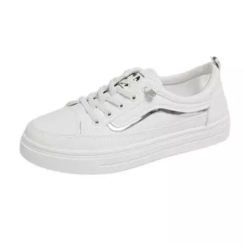 College style flat bottom simple little white shoes women s spring new lace-up casual shoes campus style versatile board shoes 36