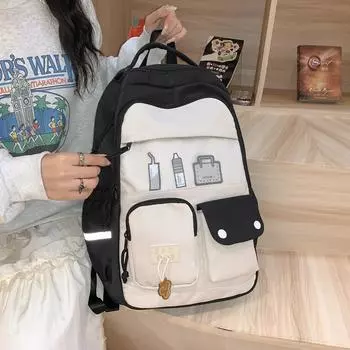 College Style Girl s Backpack Women Campus Backpack Large Capacity High School Student Splicing Schoolbag