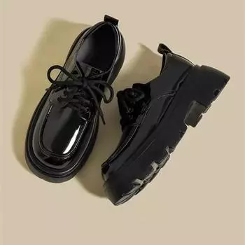 College style JK small leather shoes women s autumn new platform-soled lace-up muffin fashion shoes 35