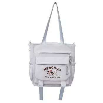 Сумка-тоут для учеников старших классов в стиле колледжа с вышитым рисунком щенка, большая вместительная сумка через плечо чёрный