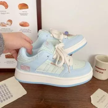 College style little white shoes spring and autumn new bread shoes women s tide thick-soled round head low-top board shoes 35