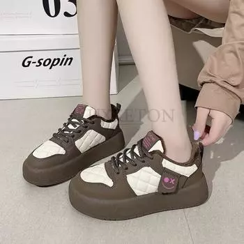 College Style Low Cut Thick Sole Round Toe Slippery Shoes Low Cut Comfortable and Versatile Casual Women Sports Shoes 35 чёрный