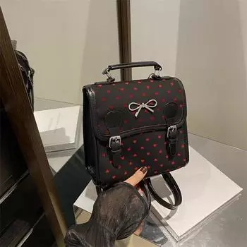 College style polka dot canvas backpack bag women s summer 2025 new trendy Korean backpack versatile leisure travel bag