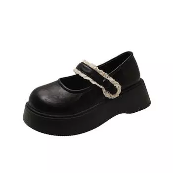 College style skirt small leather shoes 2025 spring new lace lace Velcro loafers women s Japanese JK single shoes 35