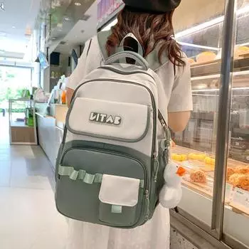 Рюкзак студенческого стиля большой емкости, контрастный цветной рюкзак чёрный