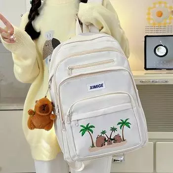 College Style Student Schoolbag Women s Lightweight Large Capacity Backpack чёрный