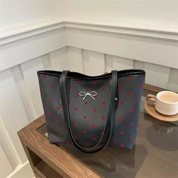 College Tote Bag 2025 Versatile Fashion Polka Dot Shoulder Underarm Large Capacity Handbag